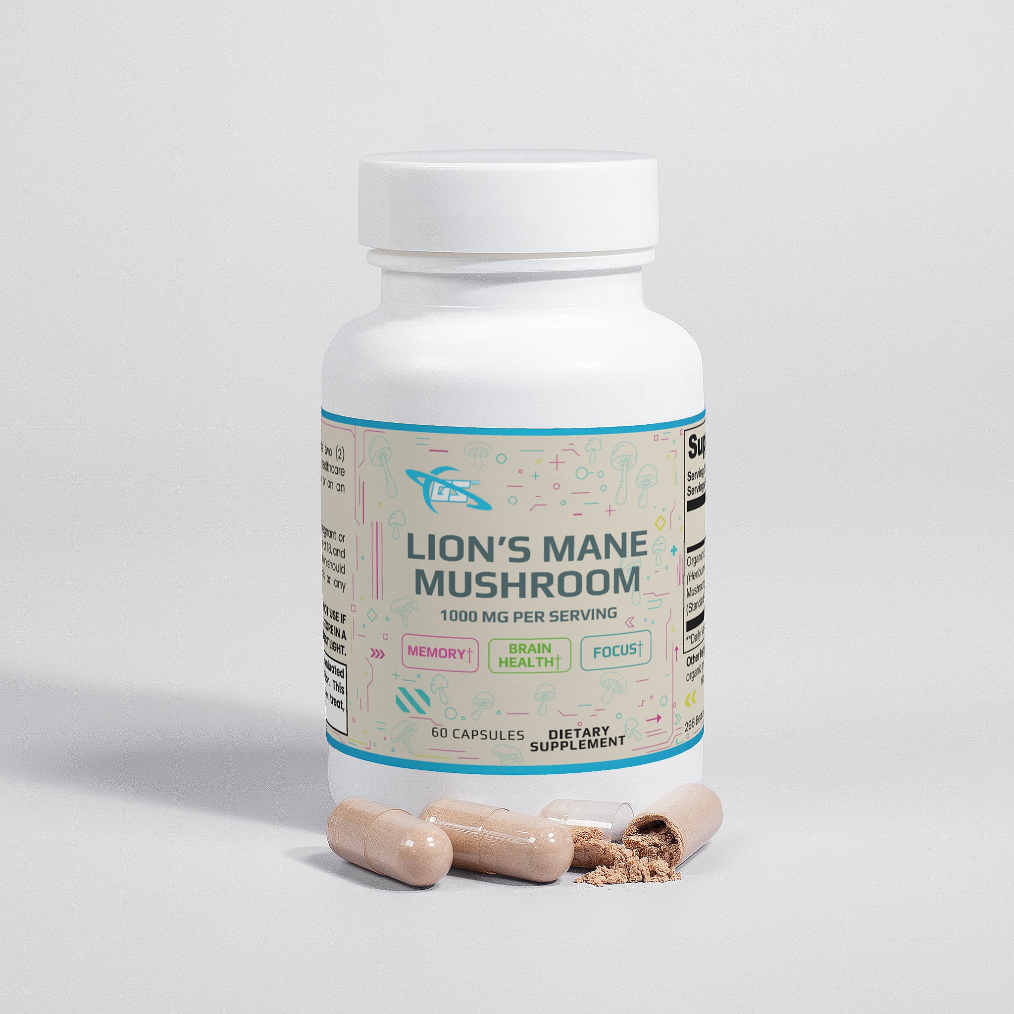 Organic Lion's Mane Mushroom for Memory, Focus, Overall Cognition, Circulation  (60 Capsules)