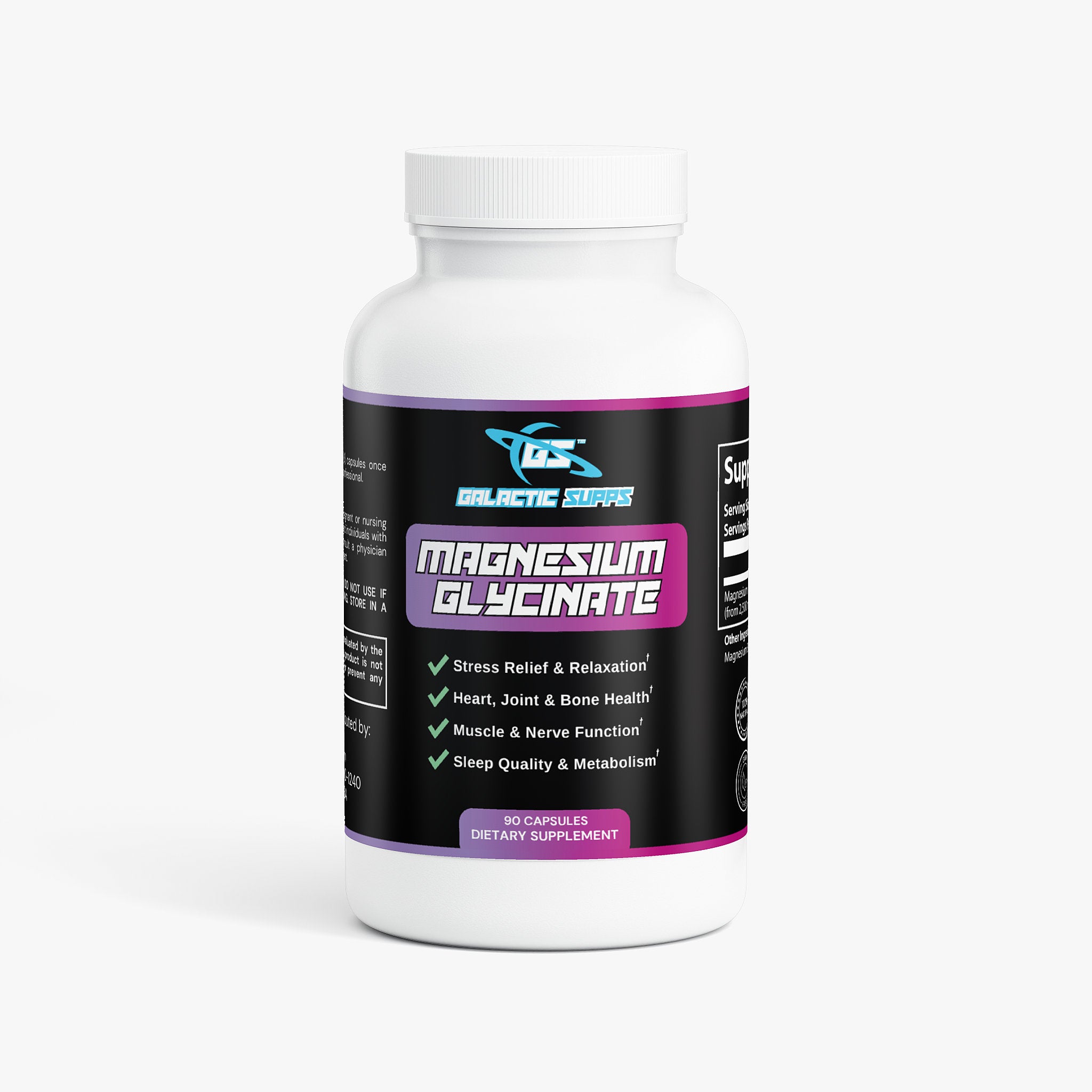 Magnesium Glycinate for Stress, Recovery, Heart, Migraines & More (90 Capsules)