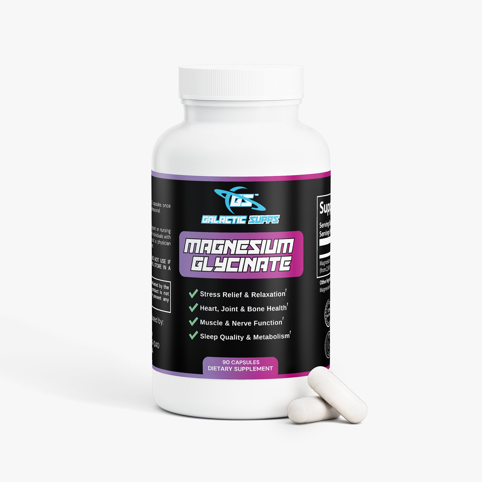Magnesium Glycinate for Stress, Recovery, Heart, Migraines & More (90 Capsules)