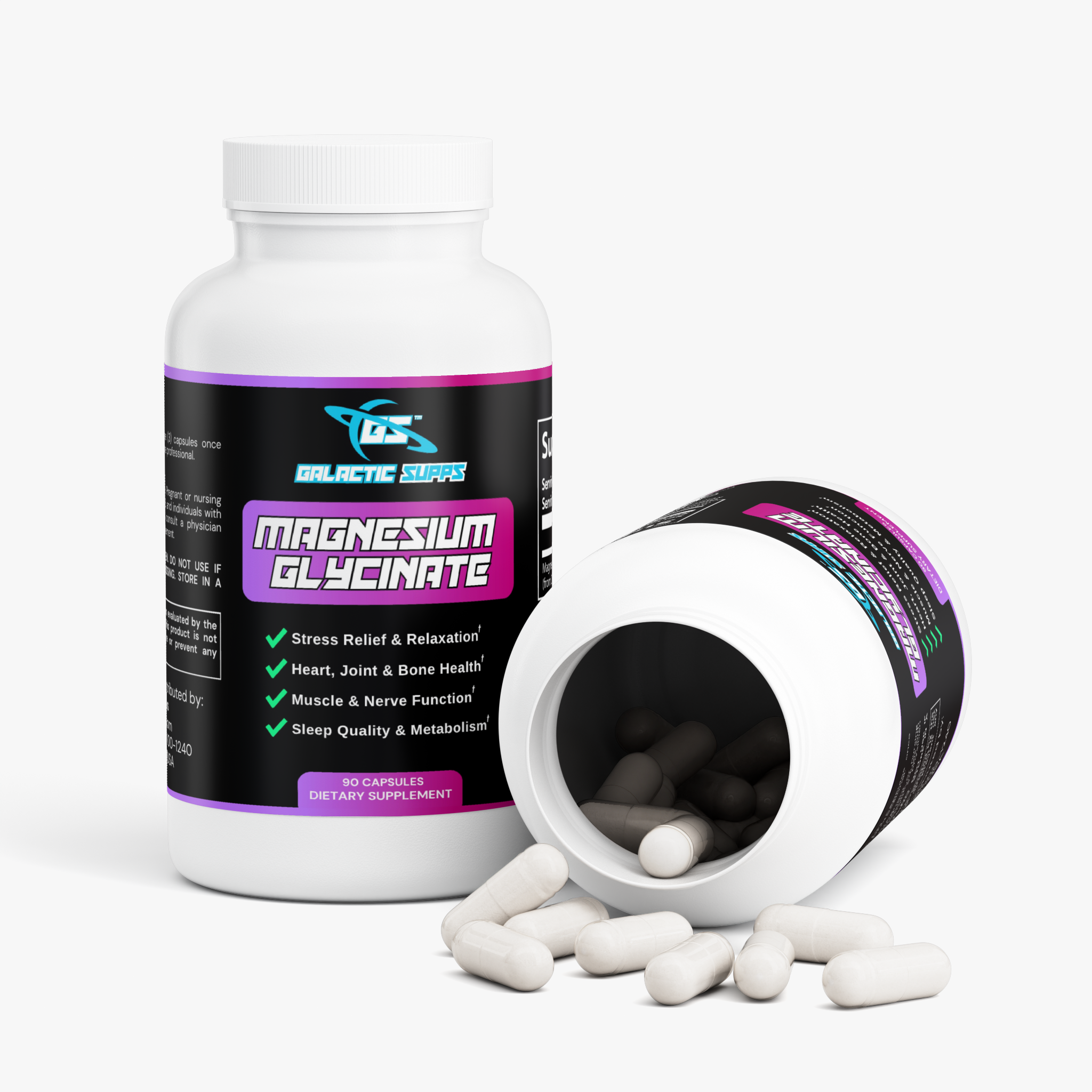 Magnesium Glycinate for Stress, Recovery, Heart, Migraines & More (90 Capsules)