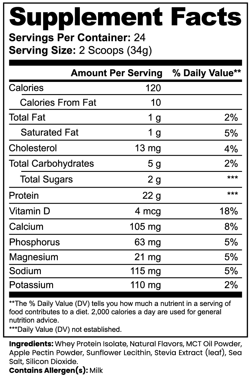100% Whey Protein Isolate with MCT Oil (Vanilla)