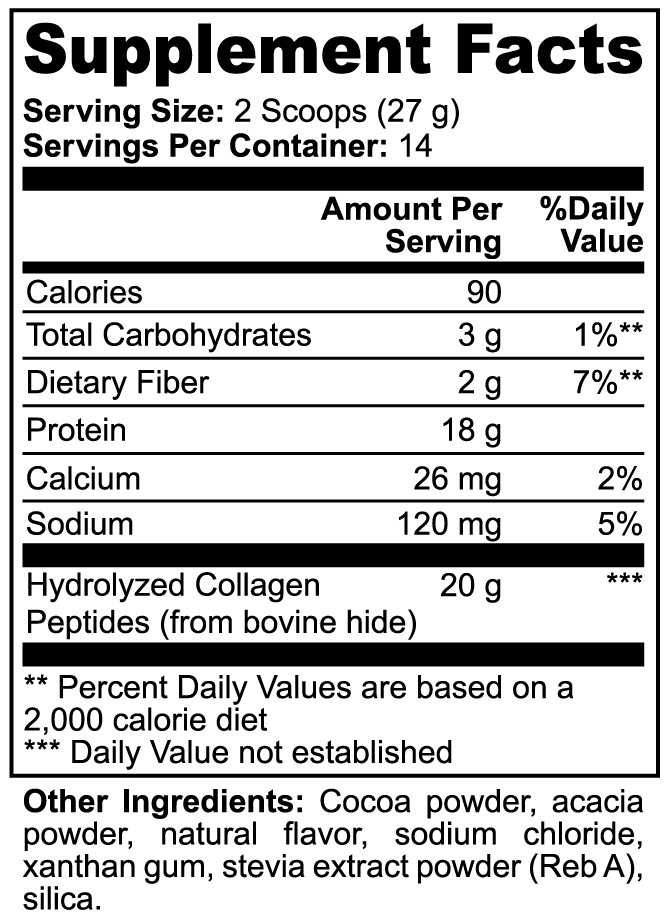 Hydrolyzed Collagen Peptides Powder (Chocolate) - Skin & Joint Health
