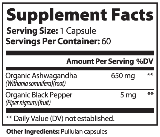 Organic Ashwagandha - Stress Relief & Adaptogen Supplement
