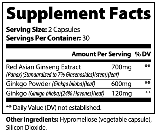Ginkgo Biloba + Ginseng - Cognitive & Energy Support